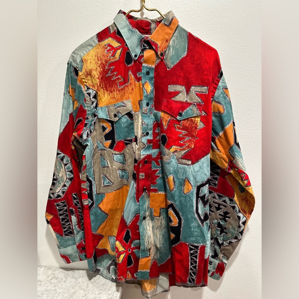 Vintage Wrangler Aztec Button-Up Cowboy Cut Shirt